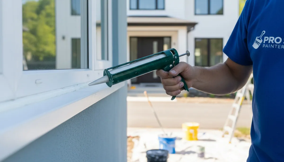 Professional caulking and sealing on home exterior in Burlington, MA for weather protection
