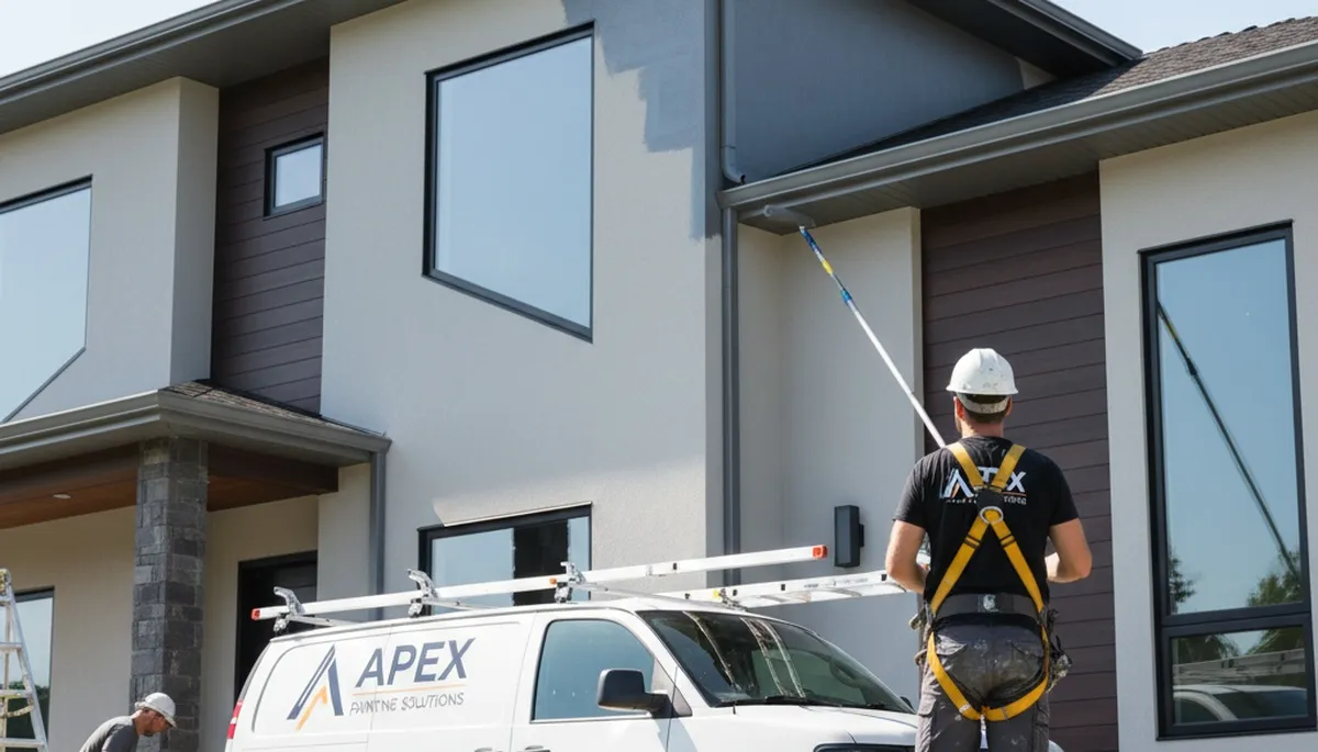 Professional gutter painting on Burlington, MA home exterior by local house painting experts