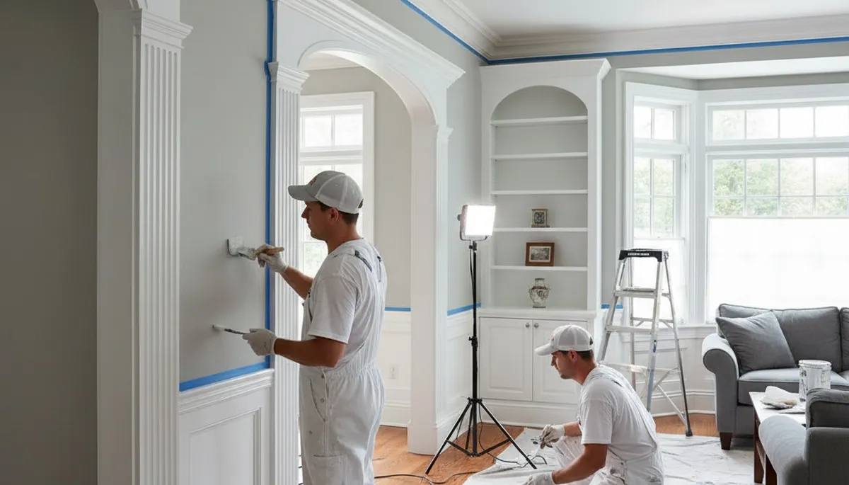 Professional interior trim painting with crisp detail in a Burlington MA home by expert house painters